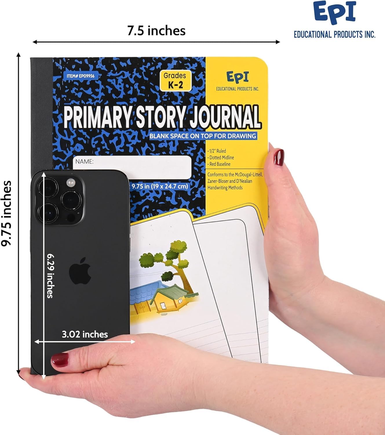 4 Pack - EPI Marble Hardcover Wide Ruled Composition Notebook | 200 Pages (100 Sheets), 9.75 x 7.5 in, Sturdy Sewn Binding | School, Office, Journaling, Notes