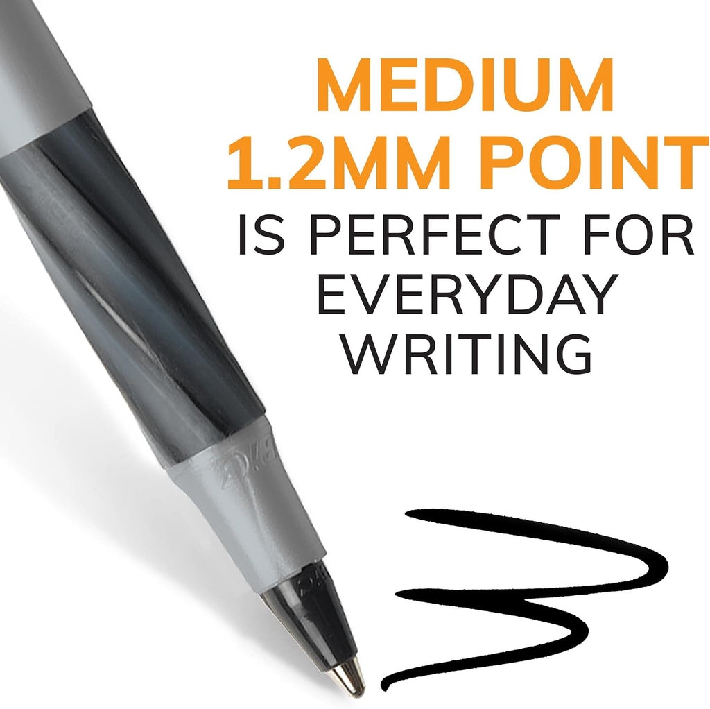 BIC Round Stic Grip Xtra Comfort Blue Ballpoint Pens, Medium Point (1.2mm), 12-Count Pack, Excellent Writing Pens With Soft Grip for Superb Comfort and Control