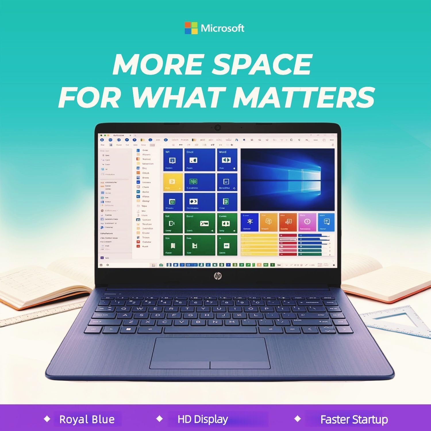 HP 14" Everyday Laptop • Copilot AI • Latest Intel 4-Core Processor • 4GB RAM • 64GB eMMC + 1TB Cloud Storage • 2026 Edition • Windows 11 • Microsoft 365 • Thin & Portable • Royal Blue