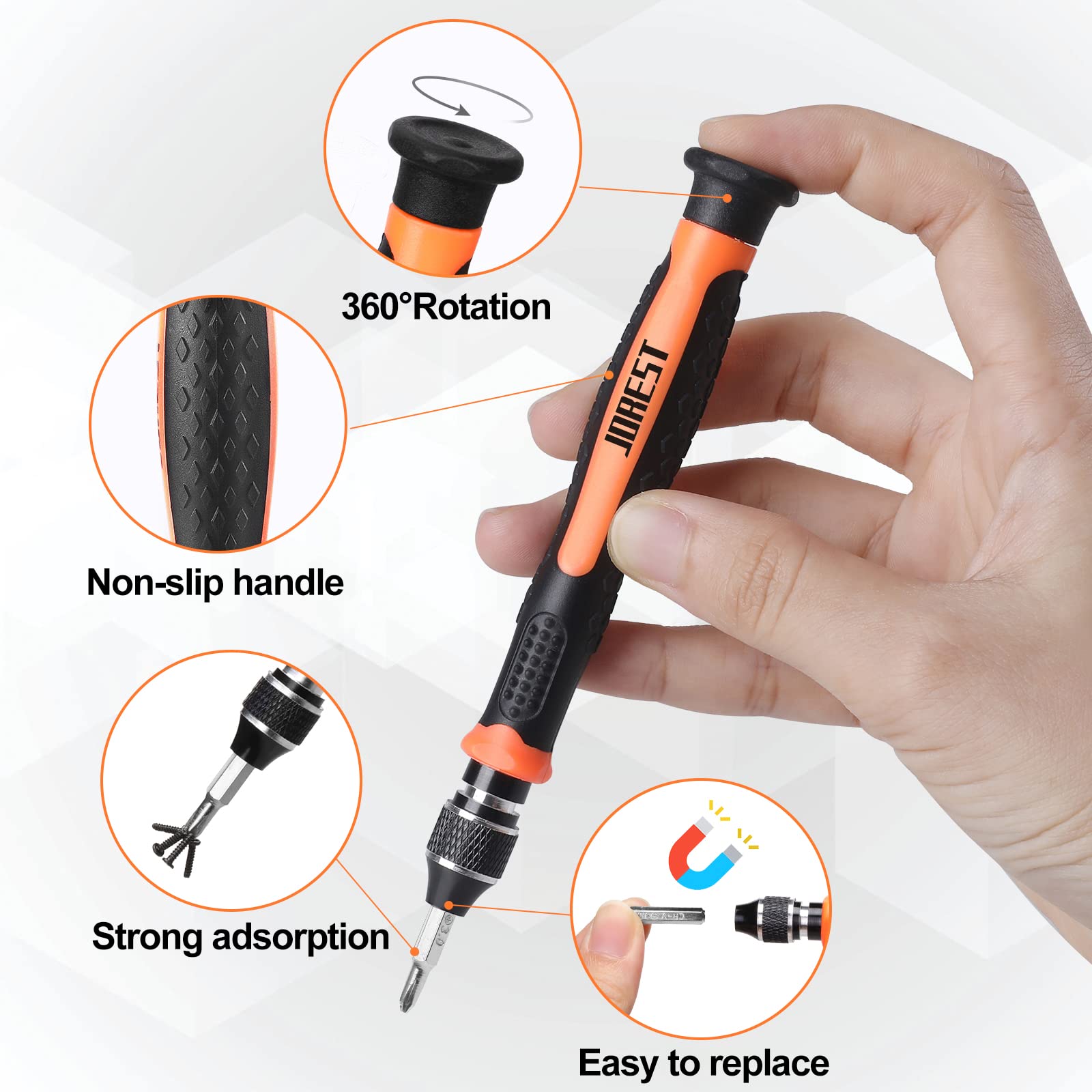JOREST Small Precision Screwdriver Set with Torx Triwing Phillips, Mini Repair Tool Kit for Macbook, Computer, Laptop, PC, iPhone, PS5, Xbox, Switch, Glasses, Watch, Ring Doorbell, Electronics