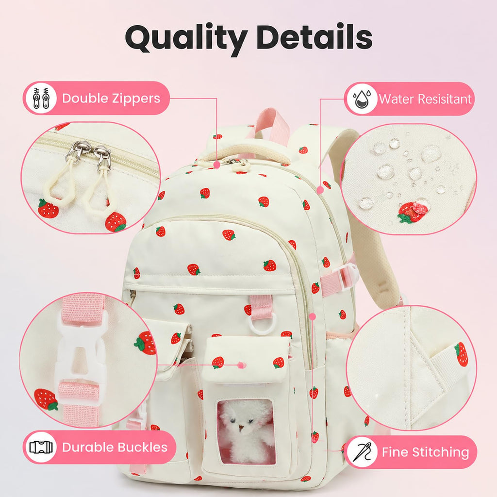 PRLINJSK Girls Backpack，Cute School Backpack for Girls Kids Teens，Kawaii Bookbag for Primary Elementary，Purple