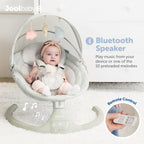 Jool Baby Nova Baby Swing for Infants – Bluetooth Music, Remote (Gray) | Keep Baby Happy While Getting Things Done – Gentle Side-to-Side Motion Helps Baby Feel Content