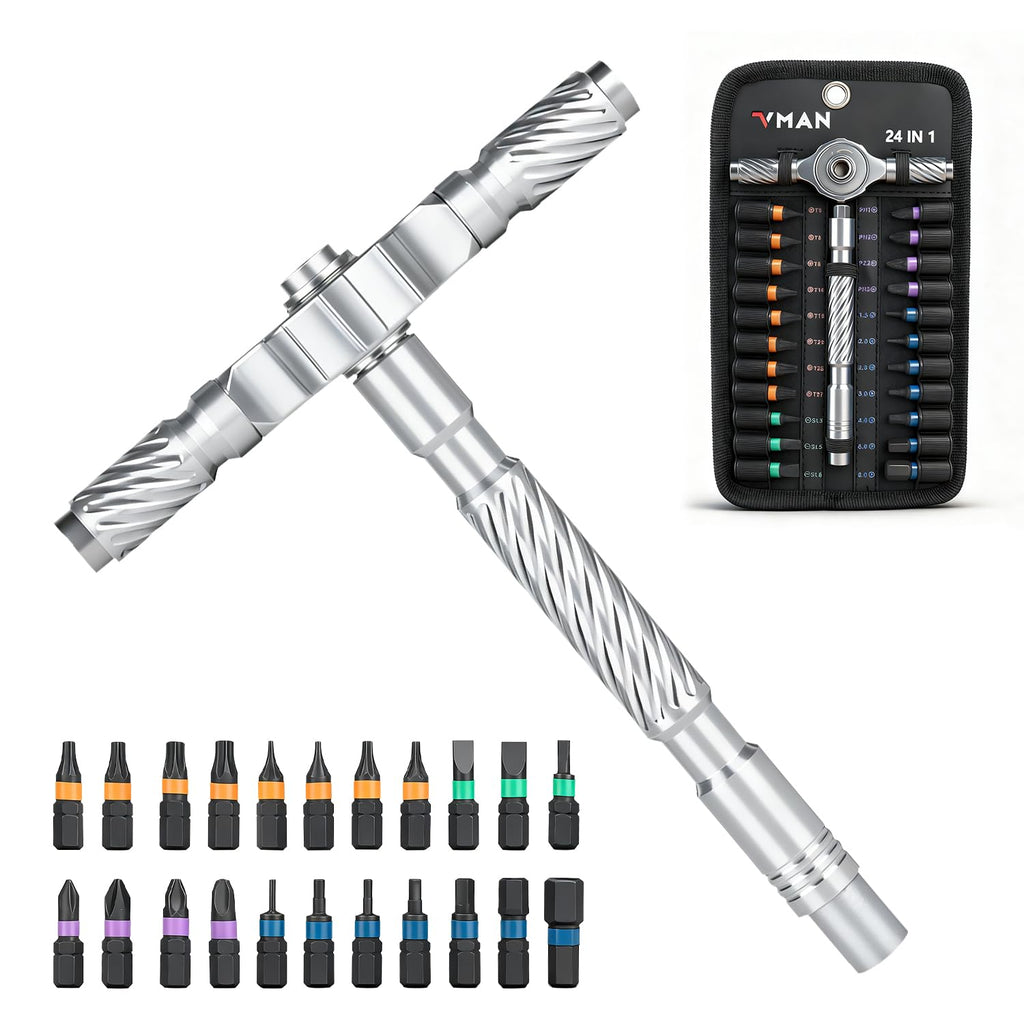 VMAN Ratchet Screwdriver Set, magnetic Screwdriver sets, S2 Steel Bits, DIY Combination Flexible Shaft, Suitable for Furniture Assembly, Precision Electrical Appliance Repair, Bicycle Tools