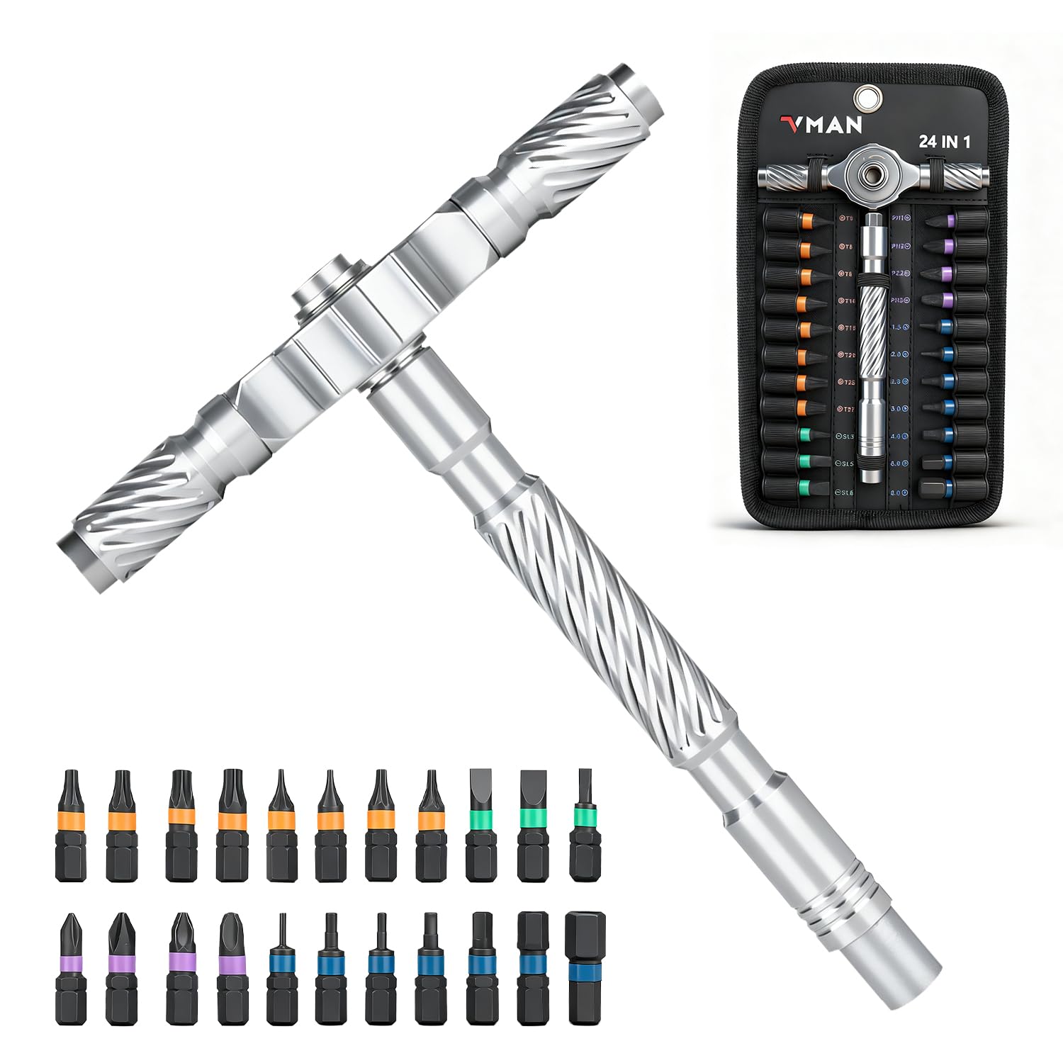 VMAN Ratchet Screwdriver Set, magnetic Screwdriver sets, S2 Steel Bits, DIY Combination Flexible Shaft, Suitable for Furniture Assembly, Precision Electrical Appliance Repair, Bicycle Tools