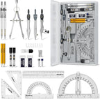 Nicpro 22 PCS Compass Geometry Tools with Case, Drafting Tools Geometry Set with Swing Arm Protractor, Rulers, Metal Compass, Square Set, Mechanical Pencil, Back to School Supplies for Students