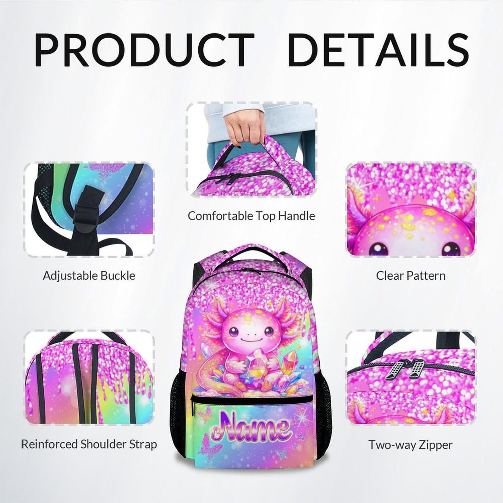 Unicorn Backpack for Girls Custom School Bookbag with Name - Personalized Toddler Schoolbag with Rainbow for Preschool Kindergarten Elementary (17 Inch)