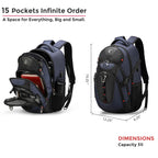 Swissdigital Design Laptop Backpack with USB Charging Port, Travel Backpack Fits 15.6 inches Computer, 31L College School Backpack for Men, Black | SD803-01