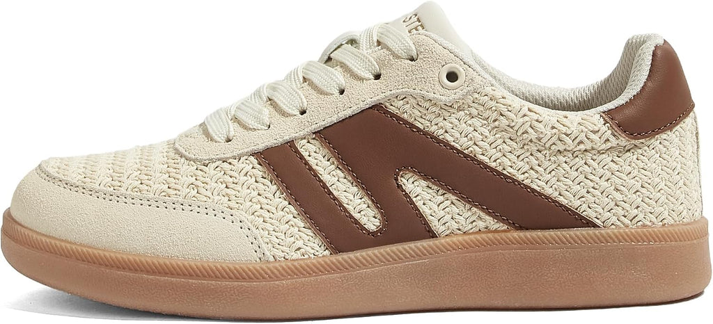 LUCKY STEP Women Classic Retro Gum Sole Fashion Sneakers Casual Tennis Skate Shoe Genuine Leather Walking Footwear Anti Slip Trainers