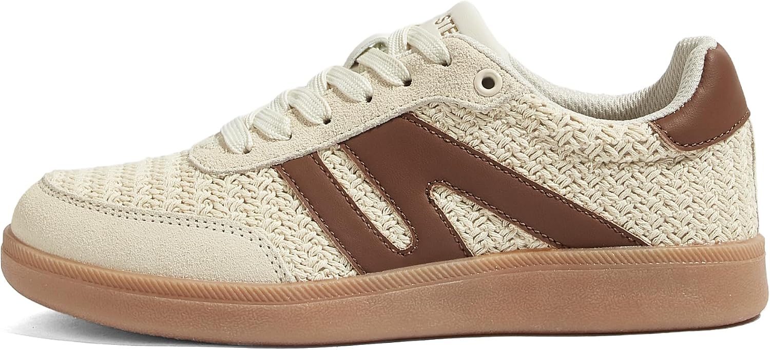 LUCKY STEP Women Classic Retro Gum Sole Fashion Sneakers Casual Tennis Skate Shoe Genuine Leather Walking Footwear Anti Slip Trainers