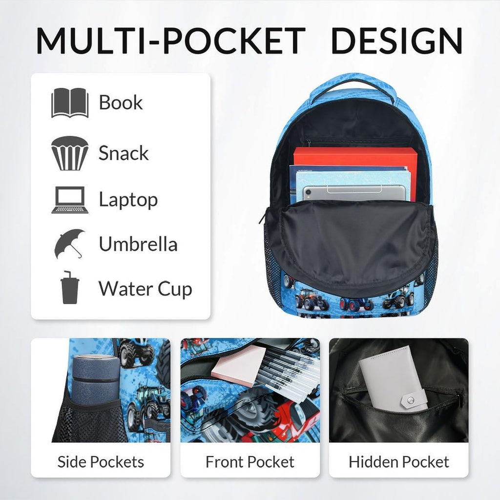 Boys Back Pack for Kids School Backpack with Airplane Print, 17 Inch Toddlers Bookbag with Padded Shoulder Straps, Lightweight Book Bag for Back to School Gifts