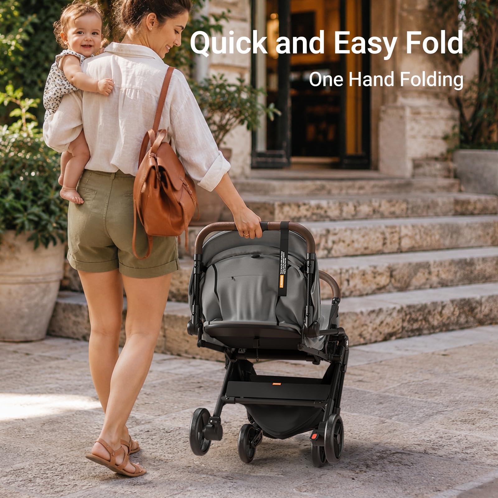 MAMAZING Ultra Air Lightweight Baby Travel Stroller with Carbon Fiber Frame, Compact & Airplane-Friendly, One-Handed Fold, 11.6 lbs, Perfect for Toddlers, Green