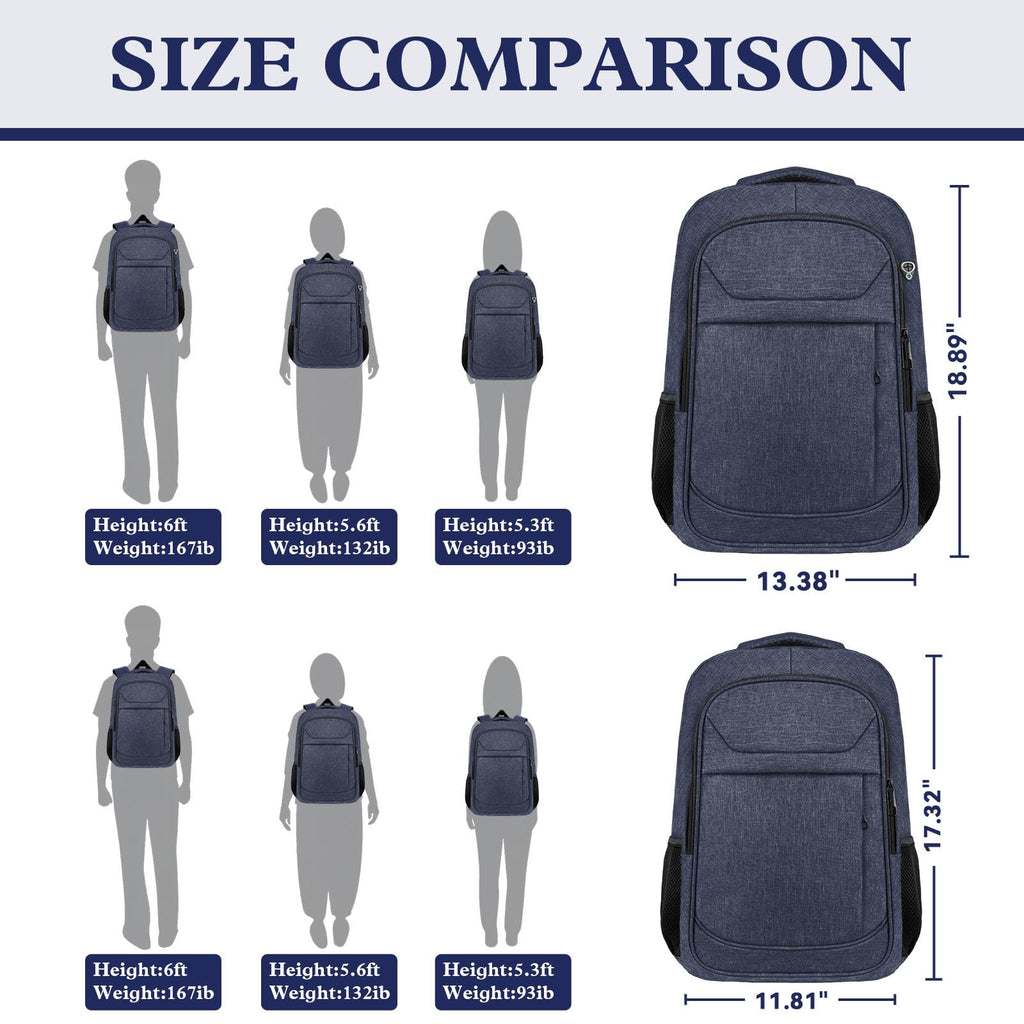 Travel Laptop Backpack 17 Inch, Sturdy Professional Travel Backpack for Men Women with LifetimeWarranty, Airline Approved Big Large Business Work College Computer Backpack, Black