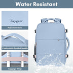 Taygeer Travel Laptop Backpack for Men Women, Airplane Approved Travel Backpack Suitcase with Water Bottle Pocket, Lightweight College 35l Luggage Bag 15.6inch Laptop Mochila Gifts for Business,Black