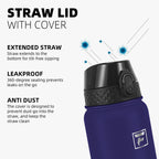 Fanhaw 20 Oz Kids Insulated Stainless Steel Water Bottle with Straw Lid, Leakproof & Anti-Dust Everyday Use Bottle for School, Women & Men, Back to School Essentials (Black)
