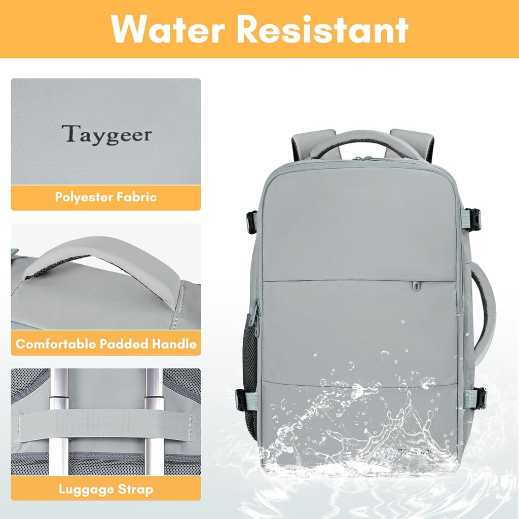 Taygeer Travel Laptop Backpack for Men Women, Airplane Approved Travel Backpack Suitcase with Water Bottle Pocket, Lightweight College 35l Luggage Bag 15.6inch Laptop Mochila Gifts for Business,Black