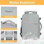 Taygeer Travel Laptop Backpack for Men Women, Airplane Approved Travel Backpack Suitcase with Water Bottle Pocket, Lightweight College 35l Luggage Bag 15.6inch Laptop Mochila Gifts for Business,Black