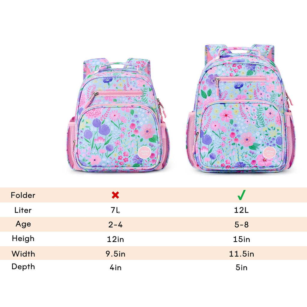 mibasies Kids Backpack for Girls: Girls Backpack 5-8 - Kindergarten Elementary School Bookbag for Girl - Flower Pink