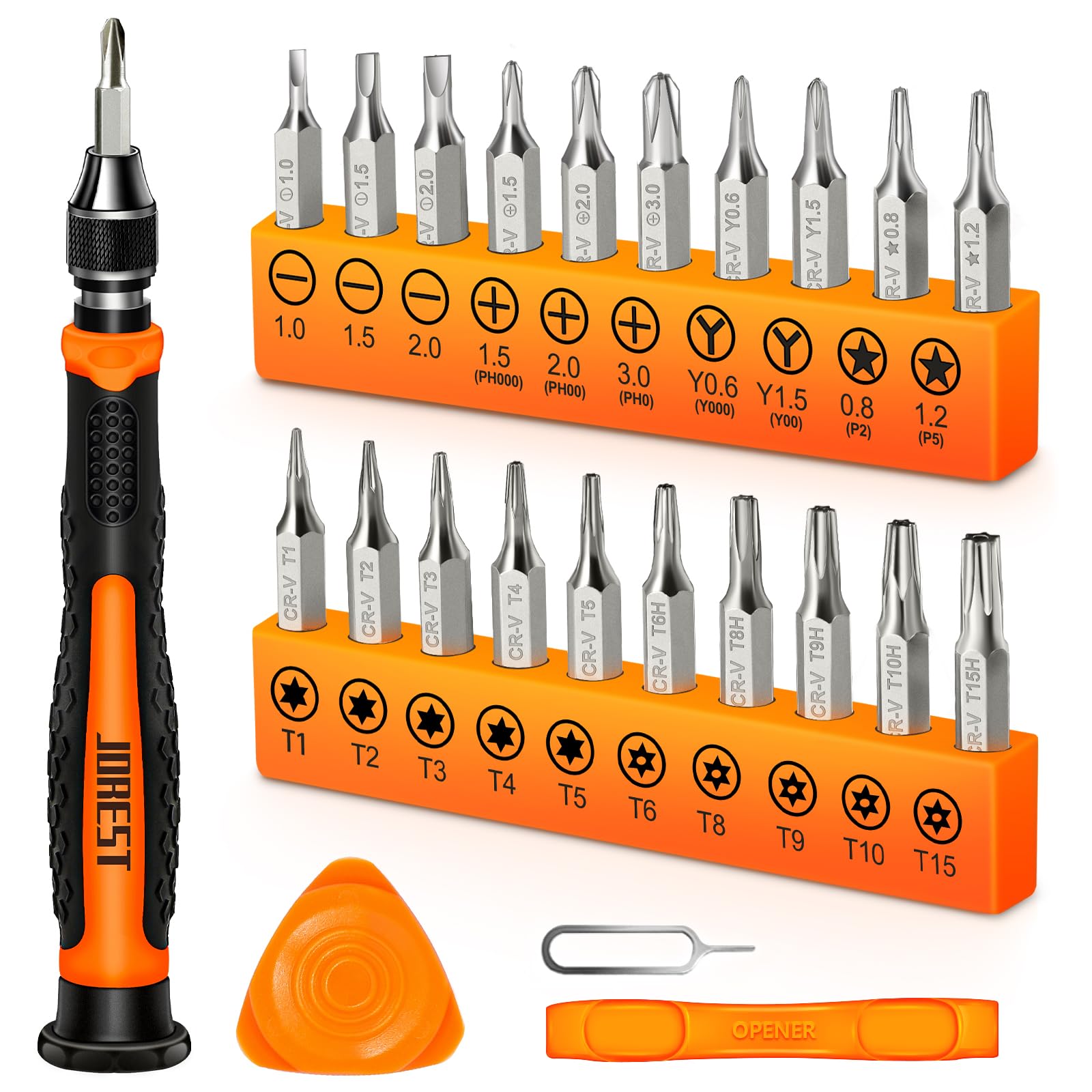 JOREST Small Precision Screwdriver Set with Torx Triwing Phillips, Mini Repair Tool Kit for Macbook, Computer, Laptop, PC, iPhone, PS5, Xbox, Switch, Glasses, Watch, Ring Doorbell, Electronics