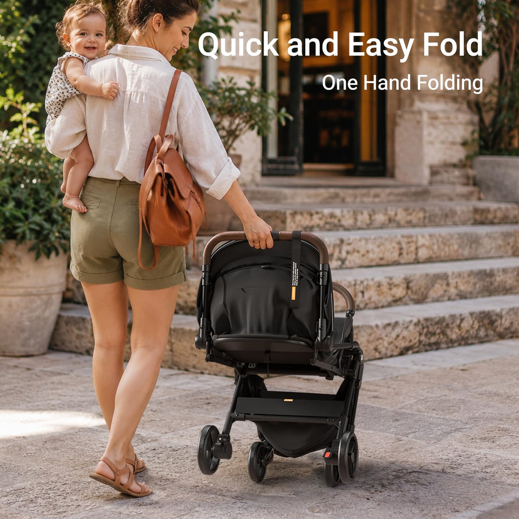 MAMAZING Ultra Air Lightweight Baby Travel Stroller with Carbon Fiber Frame, Compact & Airplane-Friendly, One-Handed Fold, 11.6 lbs, Perfect for Toddlers, Green