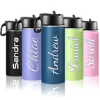 Back to School, Personalized Insulated Water Bottle for Kids 18oz Custom Name Stainless Steel Sports Water Bottles with Straw Lid Gifts for girls Boys woman man School Sports