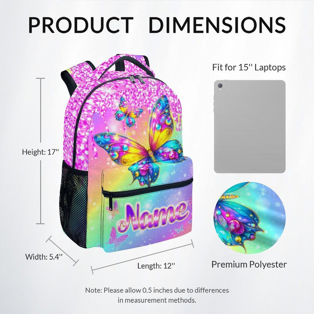 Unicorn Backpack for Girls Custom School Bookbag with Name - Personalized Toddler Schoolbag with Rainbow for Preschool Kindergarten Elementary (17 Inch)