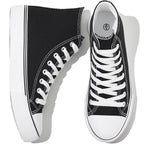 kufeiti Women's High Top Canvas Sneakers Canvas Shoes Lace up White Black Sneakers Casual Walking Shoes