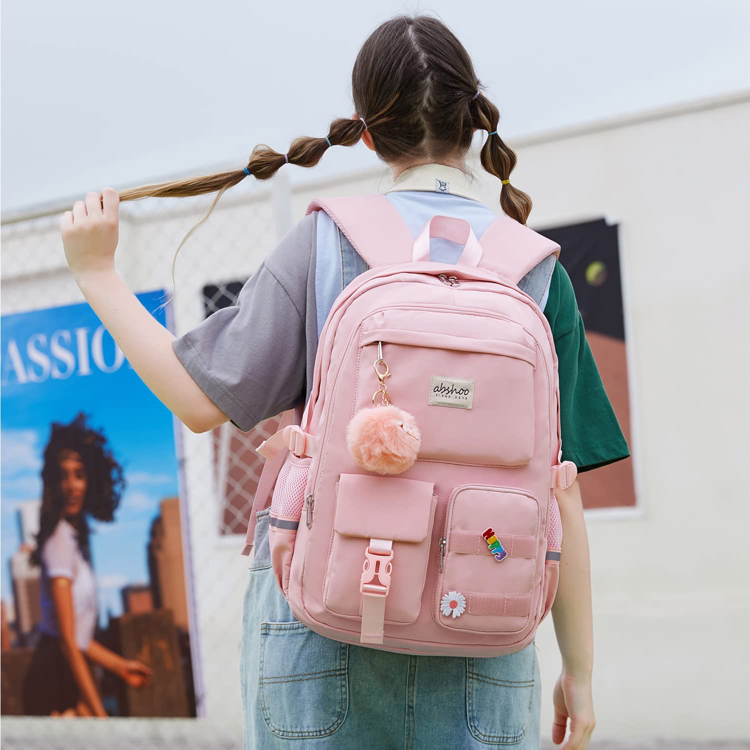 abshoo Big Student Laptop Backpack For College Women Middle High School Teen Girls Bookbag Travel Daypack (Black) | For College