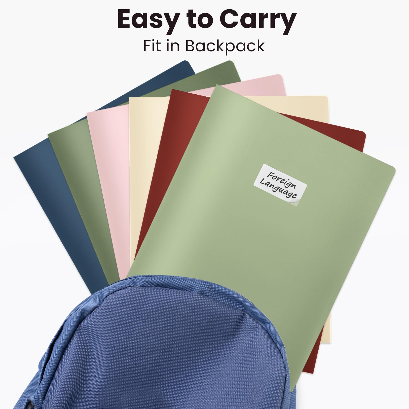 Sooez 6Pack Folders with Pockets, Pastels Colors, Heavy Duty Pocket Folder, Plastic Folders with Pockets, 2-Pocket Folder Bulk, Aesthetic File Folder, Back to School Office Filing Supplies