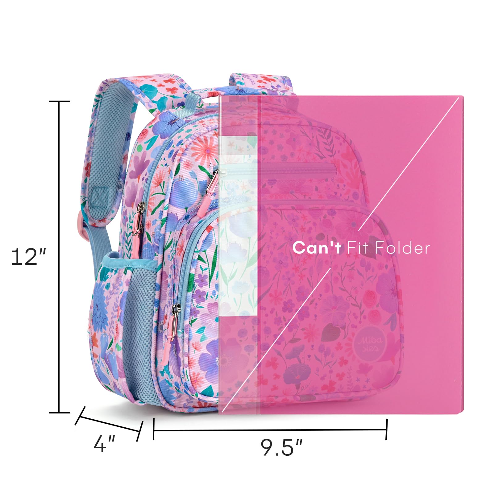 mibasies Kids Backpack for Girls: Girls Backpack 5-8 - Kindergarten Elementary School Bookbag for Girl - Flower Pink