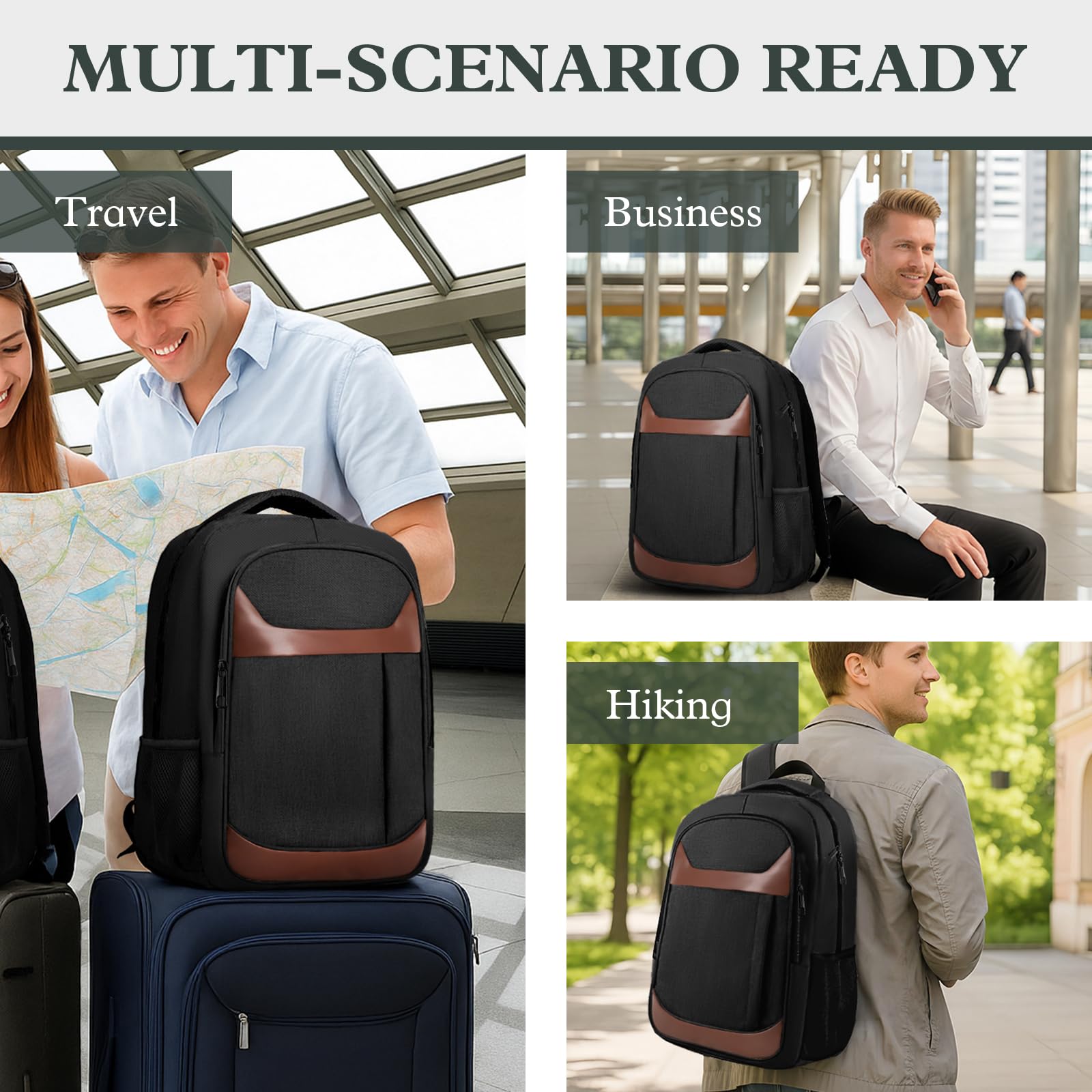 Travel Laptop Backpack 17 Inch, Sturdy Professional Travel Backpack for Men Women with LifetimeWarranty, Airline Approved Big Large Business Work College Computer Backpack, Black