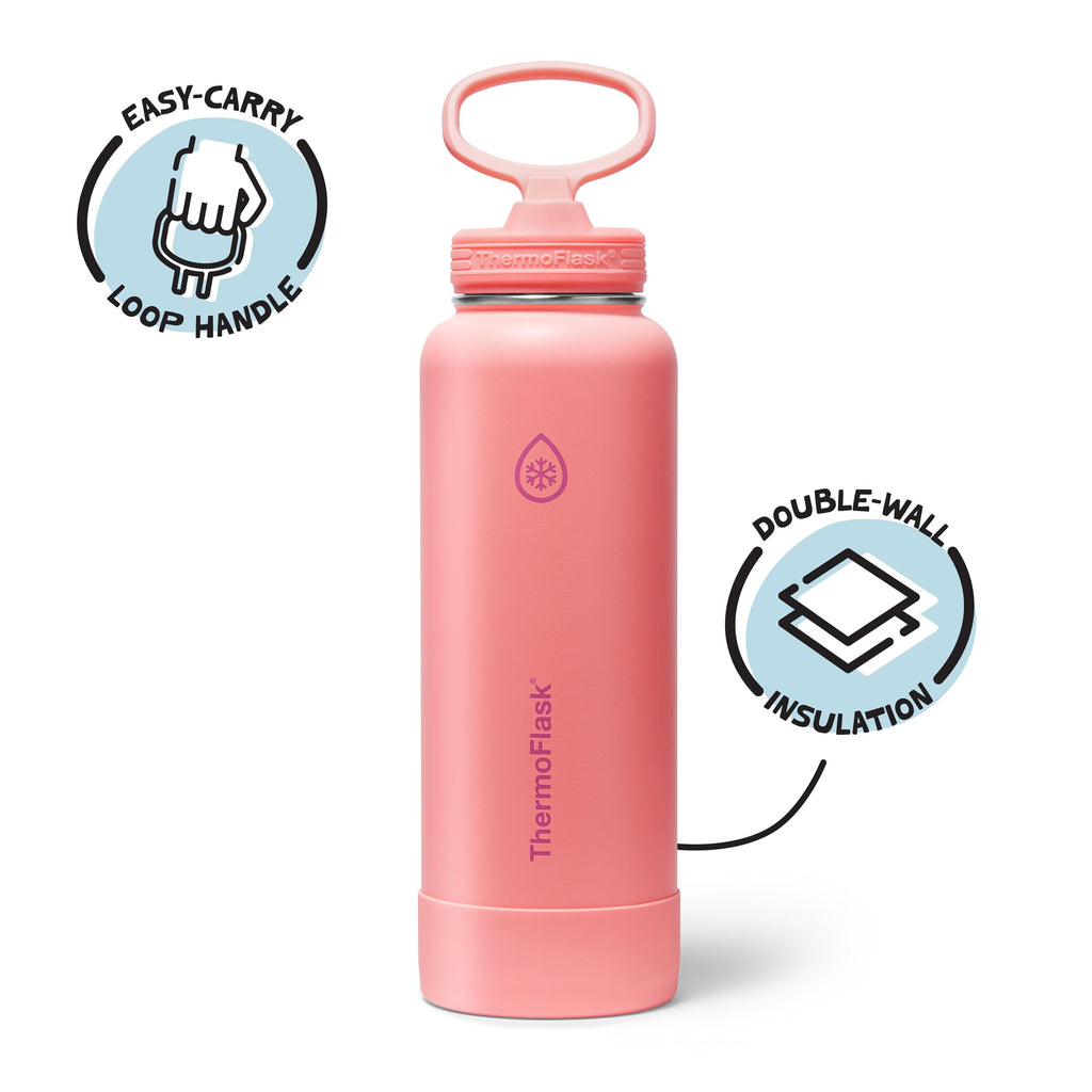 ThermoFlask Insulated Water Bottle with Straw Lid (24 oz, Purple Sunset) - Leakproof, Stainless Steel Water Bottle for Cold & Hot Drinks, Travel & Daily Hydration