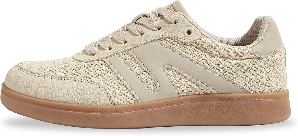 LUCKY STEP Women Classic Retro Gum Sole Fashion Sneakers Casual Tennis Skate Shoe Genuine Leather Walking Footwear Anti Slip Trainers