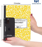 4 Pack - EPI Marble Hardcover Wide Ruled Composition Notebook | 200 Pages (100 Sheets), 9.75 x 7.5 in, Sturdy Sewn Binding | School, Office, Journaling, Notes