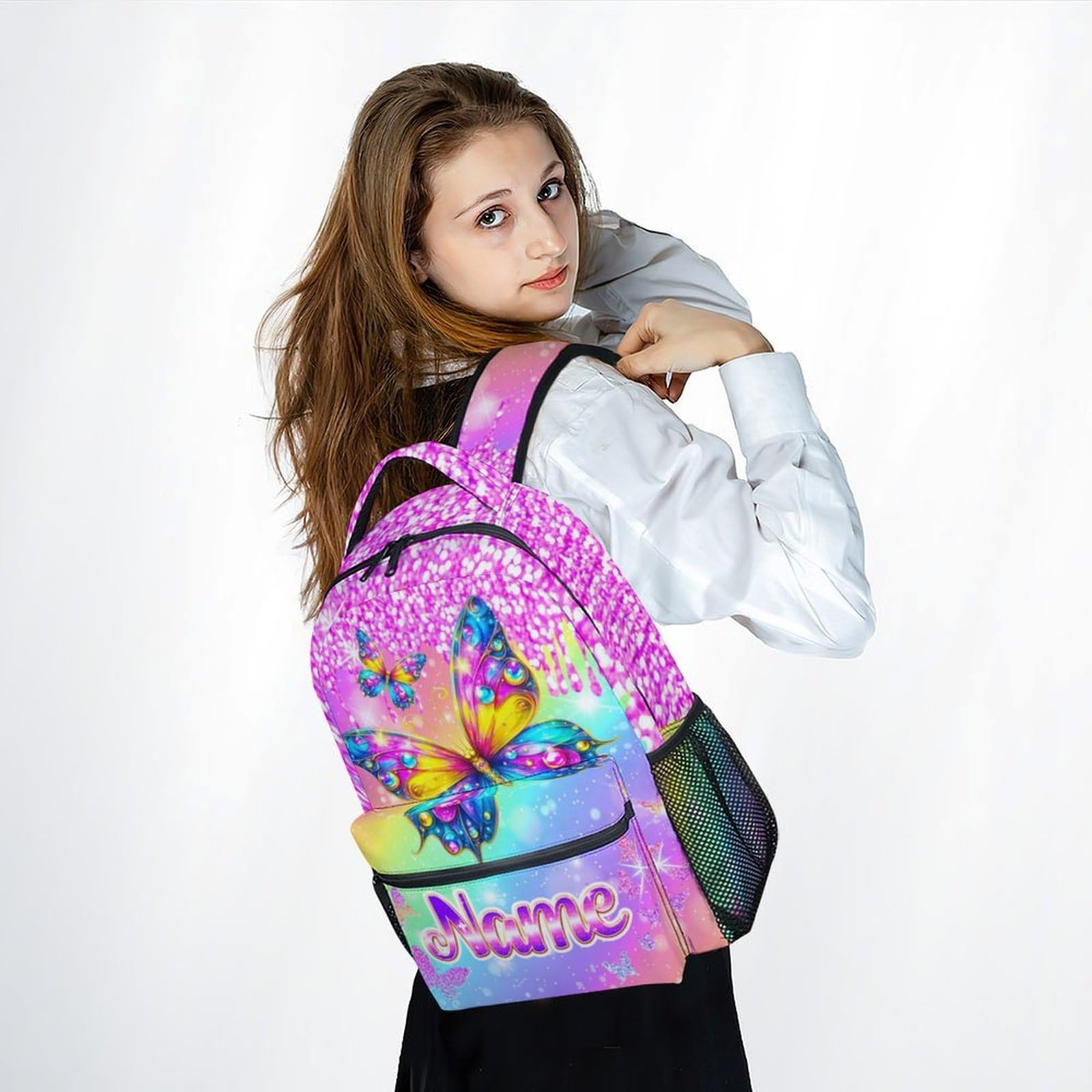 Unicorn Backpack for Girls Custom School Bookbag with Name - Personalized Toddler Schoolbag with Rainbow for Preschool Kindergarten Elementary (17 Inch)