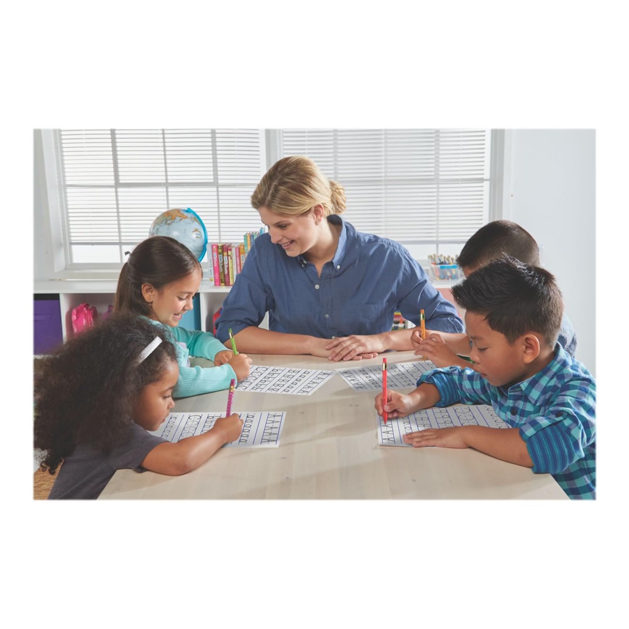 Paper Mate Handwriting Triangular Mechanical Pencils with Lead & Eraser Refills, 1.3mm, Fun Barrel Colors, 5 Count - School Supplies, Kids Writing