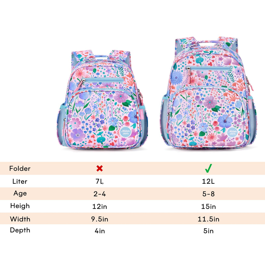 mibasies Kids Backpack for Girls: Girls Backpack 5-8 - Kindergarten Elementary School Bookbag for Girl - Flower Pink