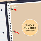 SUNEE Spiral Notebooks, 1-Subject, 5 Pack, College Ruled Paper, 8" x 10-1/2", 70 Sheets per Notebook,3-Hole Punched Paper, Pink,Purple, Blue, Green, Yellow Spiral Lined Notebooks for School,Work