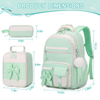 DIGOBAY Backpack for Girls, 3PCS Girls Backpack for School with Lunch Bag Pencil Case, Cute Kids Teens Bookbag for Kindergarten Elementary Preschool Middle School (Pink)