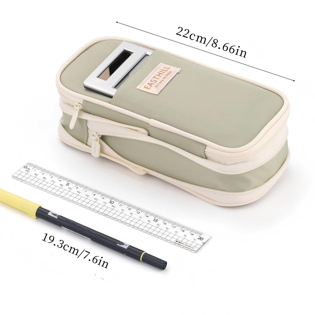EASTHILL Big Capacity Pencil Case Large Pencil Pouch Stationery Pen Bag for Teen Girls-Green