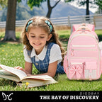 DIGOBAY Backpack for Girls, 3PCS Girls Backpack for School with Lunch Bag Pencil Case, Cute Kids Teens Bookbag for Kindergarten Elementary Preschool Middle School (Pink)