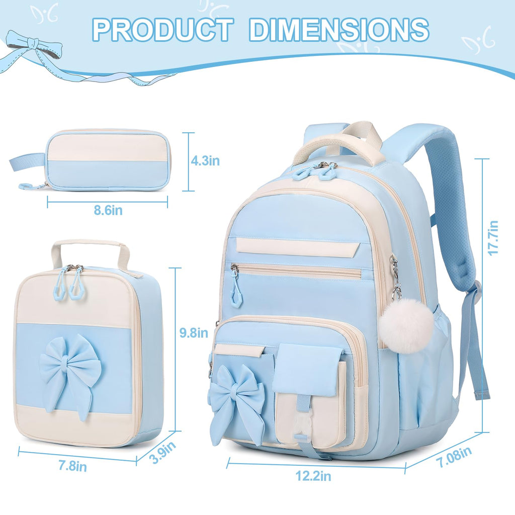 DIGOBAY Backpack for Girls, 3PCS Girls Backpack for School with Lunch Bag Pencil Case, Cute Kids Teens Bookbag for Kindergarten Elementary Preschool Middle School (Pink)