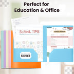 Sooez 6Pack Folders with Pockets, Pastels Colors, Heavy Duty Pocket Folder, Plastic Folders with Pockets, 2-Pocket Folder Bulk, Aesthetic File Folder, Back to School Office Filing Supplies
