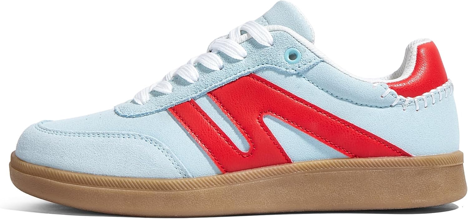 LUCKY STEP Women Classic Retro Gum Sole Fashion Sneakers Casual Tennis Skate Shoe Genuine Leather Walking Footwear Anti Slip Trainers