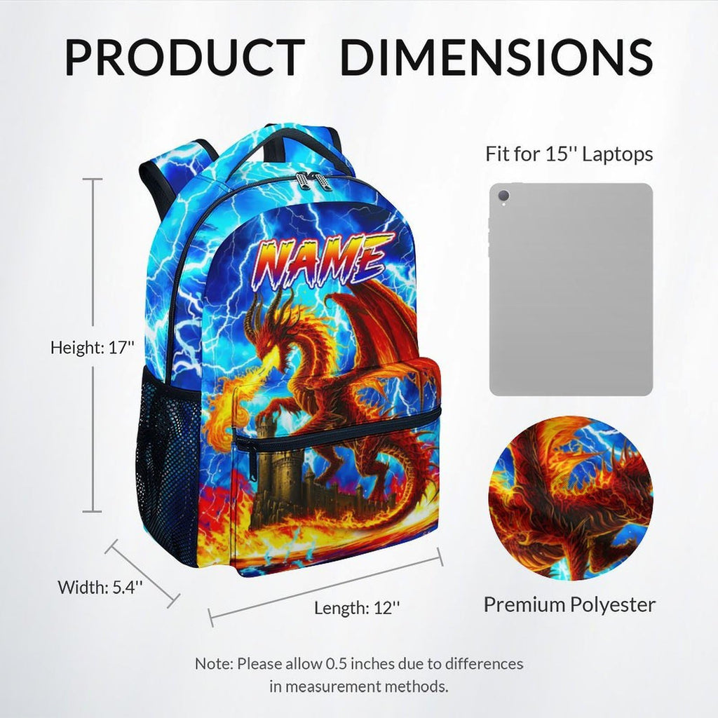 Dinosaur Backpack for Kids Personalized Boys Truck Bookbag with Name - 17 Inch Toddler School Bag with Padded Straps for Preschool Kindergarten Elementary
