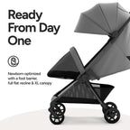 Mompush Nexis Carbon Travel Stroller, Ultra-Lightweight 11.5 lbs, Compact & Airplane Carry-On Approved, One-Second Auto-Fold, One-Hand Full Recline, from Birth to 50 lbs, JPMA Certified, Khaki