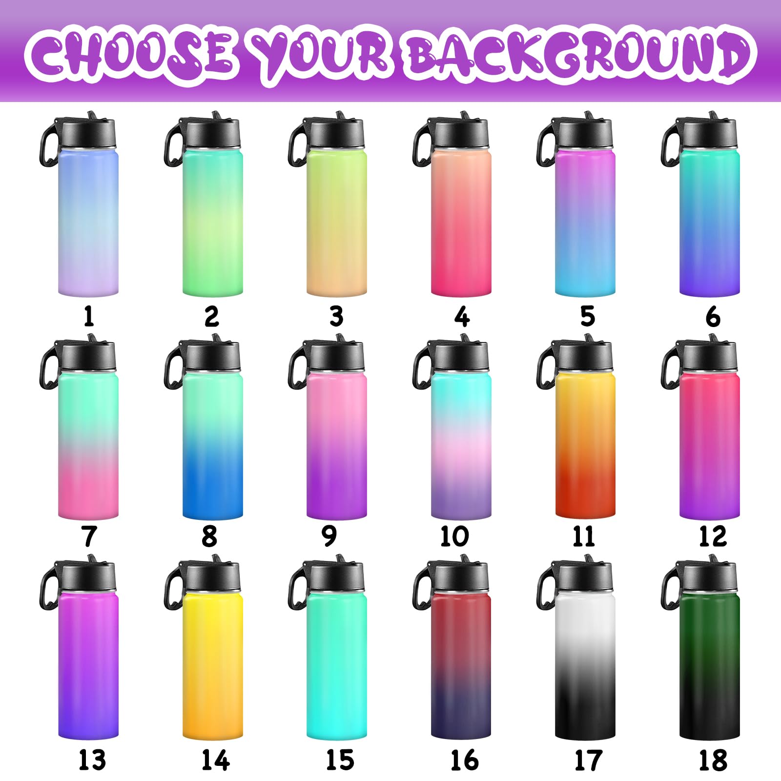 Back to School, Personalized Insulated Water Bottle for Kids 18oz Custom Name Stainless Steel Sports Water Bottles with Straw Lid Gifts for girls Boys woman man School Sports