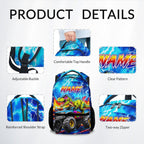 Dinosaur Backpack for Kids Personalized Boys Truck Bookbag with Name - 17 Inch Toddler School Bag with Padded Straps for Preschool Kindergarten Elementary