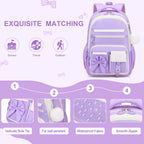 DIGOBAY Backpack for Girls, 3PCS Girls Backpack for School with Lunch Bag Pencil Case, Cute Kids Teens Bookbag for Kindergarten Elementary Preschool Middle School (Pink)