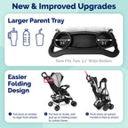 Kolcraft Cloud Plus Lightweight Umbrella Stroller for Toddlers with Reclining Seat, Large Storage Basket, Canopy, Infant & Parent Trays, Compact Fold for Summer Travel, Durable Frame, Slate Gray