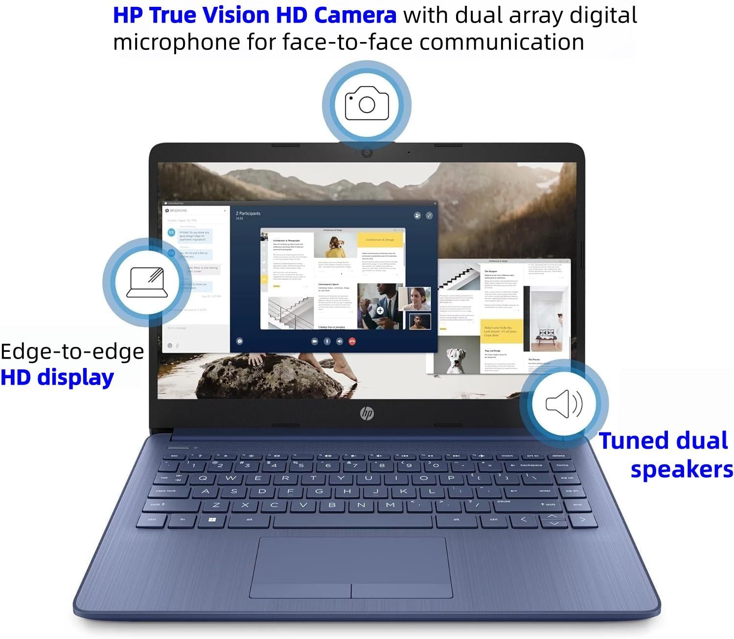 HP 14" Everyday Laptop • Copilot AI • Latest Intel 4-Core Processor • 4GB RAM • 64GB eMMC + 1TB Cloud Storage • 2026 Edition • Windows 11 • Microsoft 365 • Thin & Portable • Royal Blue